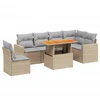Image de vidaXL Ensemble de salon de jardin 7 pièces avec coussins Beige Poly Rattan