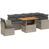 Image de vidaXL Ensemble de salon de jardin 7 pièces avec coussins Gris Poly rotin