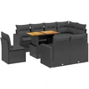 Image de vidaXL Ensemble de salon de jardin 9 pièces avec coussins noir poly rotin