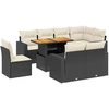 Image de vidaXL Ensemble de salon de jardin 9 pièces avec coussins noir poly rotin
