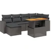 Image de vidaXL Ensemble de salon de jardin 7 pièces avec coussins noir poly rotin