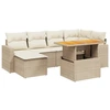 Image de vidaXL Ensemble de salon de jardin 7 pièces avec coussins Beige Poly Rattan