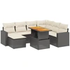 Image de vidaXL Ensemble de jardin canapé 8 pièces avec coussins noir poly rotin