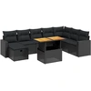 Image de vidaXL Ensemble de salon de jardin 9 pièces avec coussins noir poly rotin