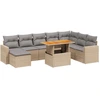Image de vidaXL Ensemble de salon de jardin 9 pièces avec coussins beige Poly rotin