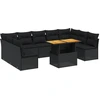 Image de vidaXL Ensemble de 10 canapés de jardin avec coussins noir poly rotin