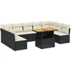 Image de vidaXL Ensemble de 10 canapés de jardin avec coussins noir poly rotin