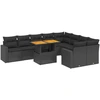 Image de vidaXL Ensemble de 10 canapés de jardin avec coussins noir poly rotin