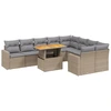 Image de vidaXL Ensemble de salon de jardin 10 pièces avec coussins Beige Poly Rattan