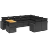 Image de vidaXL Ensemble de 10 canapés de jardin avec coussins noir poly rotin