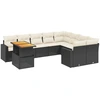 Image de vidaXL Ensemble de 10 canapés de jardin avec coussins noir poly rotin