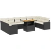 Image de vidaXL Ensemble de salon de jardin 11 pièces avec coussins noir poly rotin