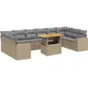Image de vidaXL Ensemble de salon de jardin 11 pièces avec coussins Beige Poly Rattan