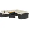 Image de vidaXL Ensemble de salon de jardin 11 pièces avec coussins noir poly rotin