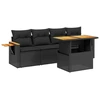 Image de vidaXL Ensemble de salon de jardin 5 pièces avec coussins noir poly rotin