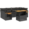 Image de vidaXL Ensemble de salon de jardin 7 pièces avec coussins noir poly rotin