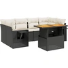 Image de vidaXL Ensemble de salon de jardin 7 pièces avec coussins noir poly rotin