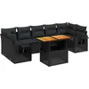 Image de vidaXL Ensemble de jardin canapé 8 pièces avec coussins noir poly rotin
