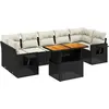 Image de vidaXL Ensemble de jardin canapé 8 pièces avec coussins noir poly rotin