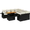 Image de vidaXL Ensemble de salon de jardin 9 pièces avec coussins noir poly rotin