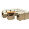 Image de vidaXL Ensemble de salon de jardin 9 pièces avec coussins beige Poly rotin