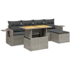 Image de vidaXL Ensemble de salon de jardin 6 pièces avec coussins Gris Poly rotin