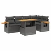 Image de vidaXL Ensemble de salon de jardin 6 pièces avec coussins noir poly rotin