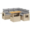 Image de vidaXL Ensemble de salon de jardin 6 pièces avec coussins Beige Poly Rattan