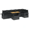 Image de vidaXL Ensemble de salon de jardin 7 pièces avec coussins noir poly rotin