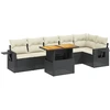 Image de vidaXL Ensemble de salon de jardin 7 pièces avec coussins noir poly rotin
