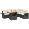 Image de vidaXL Ensemble de salon de jardin 7 pièces avec coussins noir poly rotin