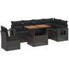 Image de vidaXL Ensemble de salon de jardin 7 pièces avec coussins noir poly rotin