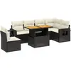 Image de vidaXL Ensemble de salon de jardin 7 pièces avec coussins noir poly rotin