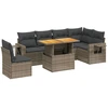 Image de vidaXL Ensemble de salon de jardin 7 pièces avec coussins Gris Poly rotin