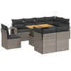 Image de vidaXL Ensemble de salon de jardin 9 pièces avec coussins Gris Poly rotin