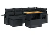 Image de vidaXL Ensemble de salon de jardin 7 pièces avec coussins noir poly rotin