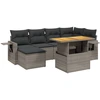 Image de vidaXL Ensemble de salon de jardin 7 pièces avec coussins Gris Poly rotin