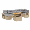 Image de vidaXL Ensemble de jardin canapé 8 pièces avec coussins Beige Poly Rattan