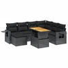 Image de vidaXL Ensemble de jardin canapé 8 pièces avec coussins noir poly rotin