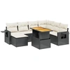 Image de vidaXL Ensemble de jardin canapé 8 pièces avec coussins noir poly rotin