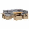 Image de vidaXL Ensemble de jardin canapé 8 pièces avec coussins Beige Poly Rattan