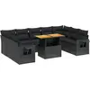 Image de vidaXL Ensemble de 10 canapés de jardin avec coussins noir poly rotin