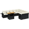 Image de vidaXL Ensemble de 10 canapés de jardin avec coussins noir poly rotin