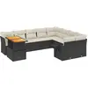 Image de vidaXL Ensemble de 10 canapés de jardin avec coussins noir poly rotin