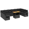 Image de vidaXL Ensemble de salon de jardin 11 pièces avec coussins noir poly rotin