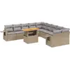 Image de vidaXL Ensemble de salon de jardin 11 pièces avec coussins Beige Poly Rattan