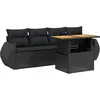 Image de vidaXL Ensemble de salon de jardin 5 pièces avec coussins noir poly rotin