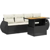 Image de vidaXL Ensemble de salon de jardin 5 pièces avec coussins noir poly rotin