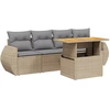 Image de vidaXL Ensemble de salon de jardin 5 pièces avec coussins Beige Poly Rattan