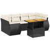 Image de vidaXL Ensemble de salon de jardin 7 pièces avec coussins noir poly rotin